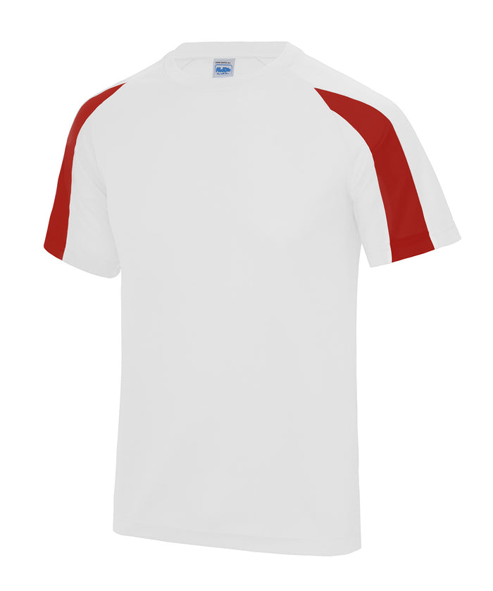 AWDis Kids Contrast Cool T - Arctic White/Fire Red