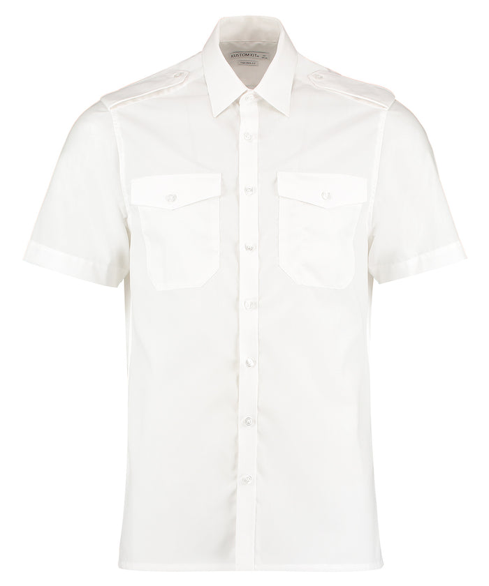 Kustom Kit Pilot Shirt Short-sleeved (tailored Fit) - White