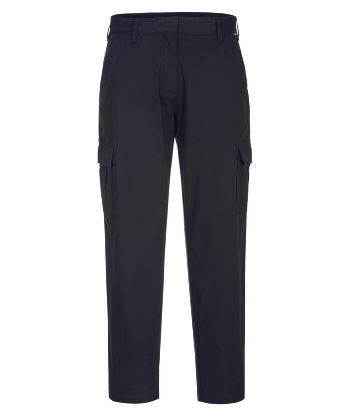 Portwest Women's Stretch Cargo Trousers (S233) Slim Fit - Black