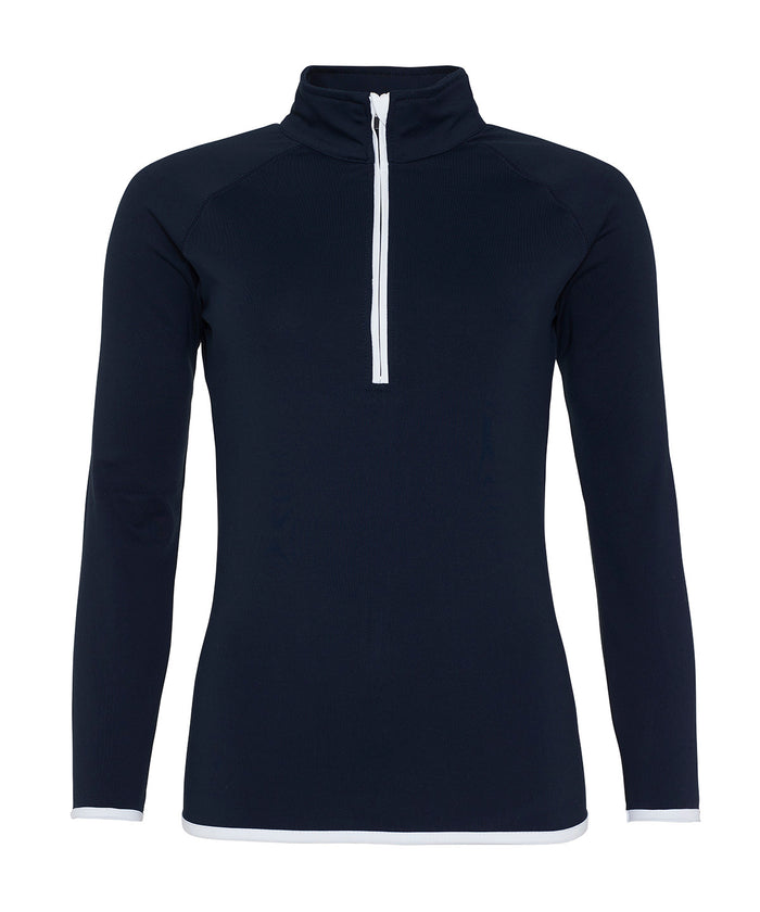AWDis Women's Cool ½ Zip Sweatshirt - French Navy/Arctic White