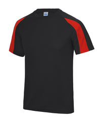 AWDis Kids Contrast Cool T - Jet Black/Fire Red