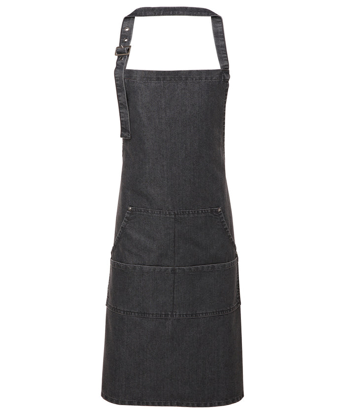 Premier Jeans Stitch Bib Apron - Black Denim