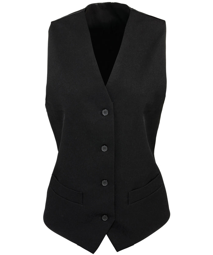 Premier Women's Lined Polyester Waistcoat - Black