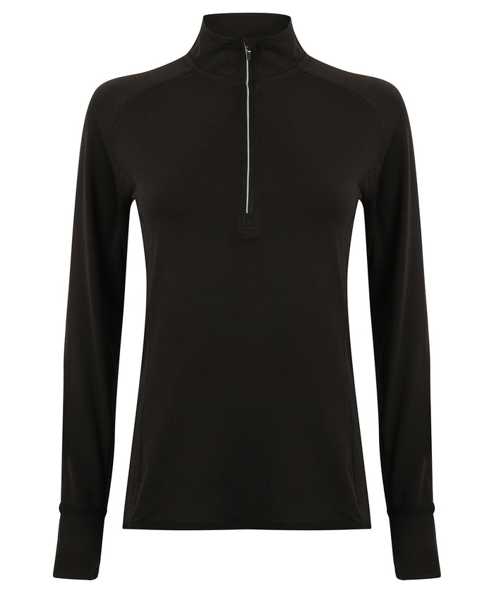 Tombo Women's Long-sleeved ¼ Zip Top - Black