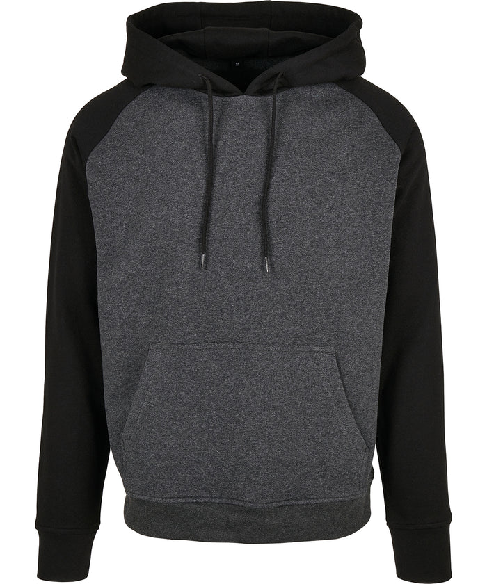 Build Your Brand Basic Raglan Hoodie - Charcoal/Black