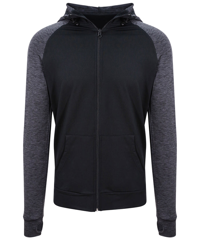 AWDis Cool Contrast Zoodie - Black/Black Slate Melange