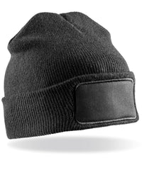 Resultrecycled Recycled Double Knit Printers Beanie - Black