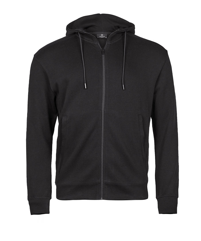 Tee Jays Ribbed Interlock Hooded Full-zip - Black