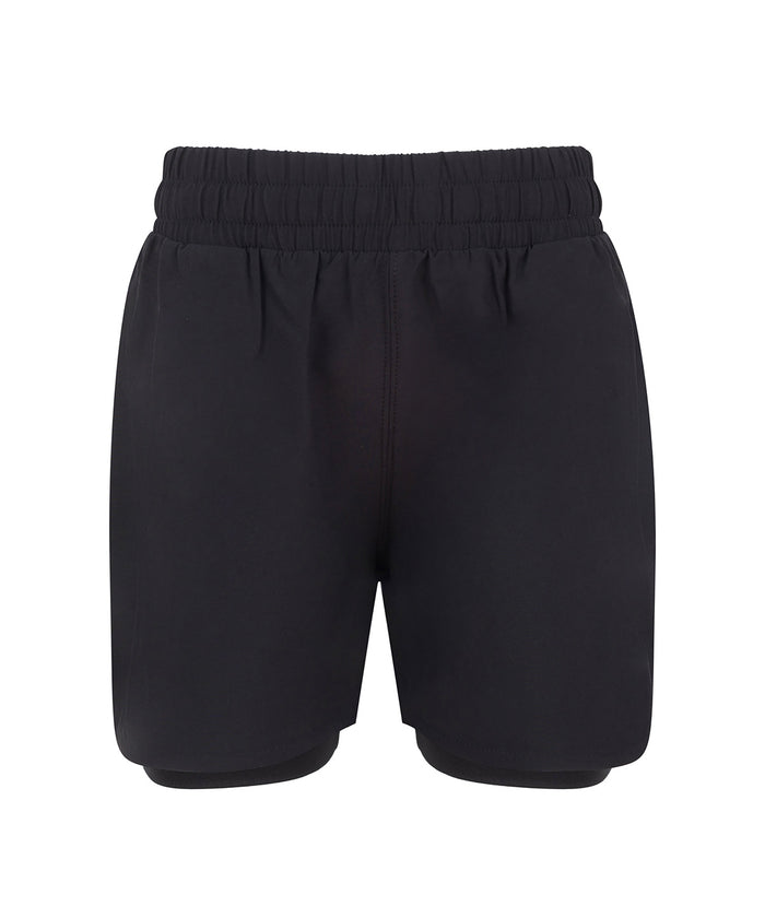 Tombo Kids Double-layer Sports Shorts - Black