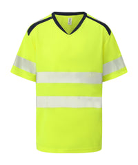 Yoko Hi-vis Mandarin Collar Comfort Trim T-shirt - Hi-vis Orange