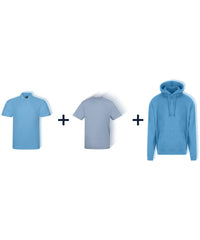 Workwear Week Pack in Sky Blue - 3 Polos, 5 T-Shirts and 2 Hoodies
