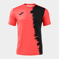 Joma City III Short Sleeve T-shirt (Adult) - Fluorescent Coral Black