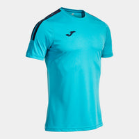Joma Eco Essential Short Sleeve T-shirt (Adult) - Fluorescent Turquoise Navy Blue