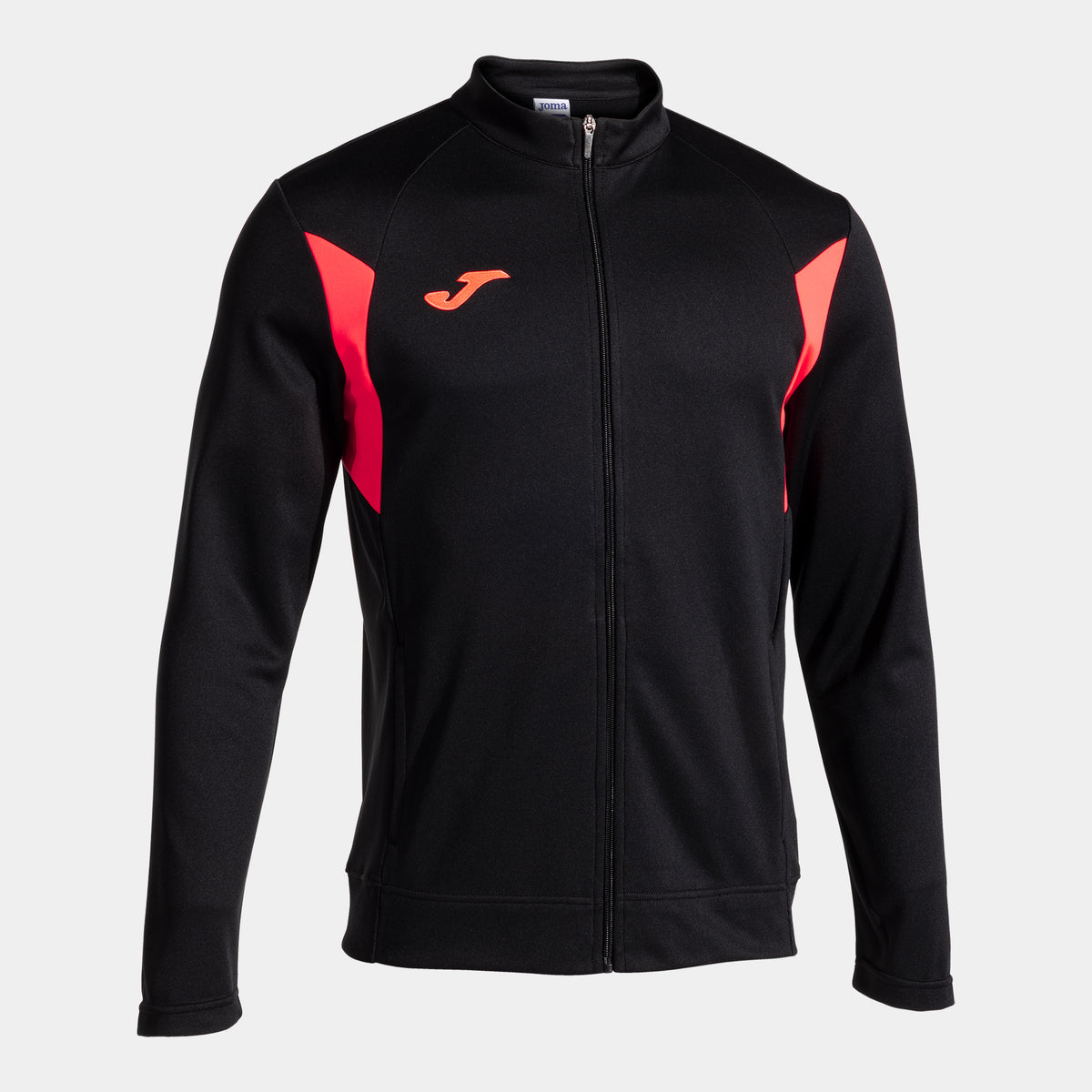 Joma Winner III Full Zip Sweatshirt (Adult) - Black Fluorescent Coral