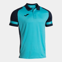 Joma Phoenix III Short Sleeve Polo (Junior) - Fluorescent Turquoise Navy Blue