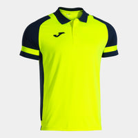 Joma Phoenix III Short Sleeve Polo (Adult) - Fluorescent Yellow Navy Blue