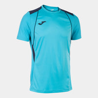 Joma Championship VII Short Sleeve T-shirt (Adult) - Fluorescent Turquoise Navy Blue