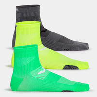 Joma Running Night Socks (Junior) - Fluorescent Green Gray